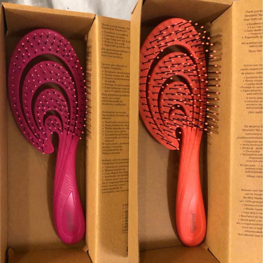 Colorful Vent Detangler Hair Brush - Pink & Coral Duo
